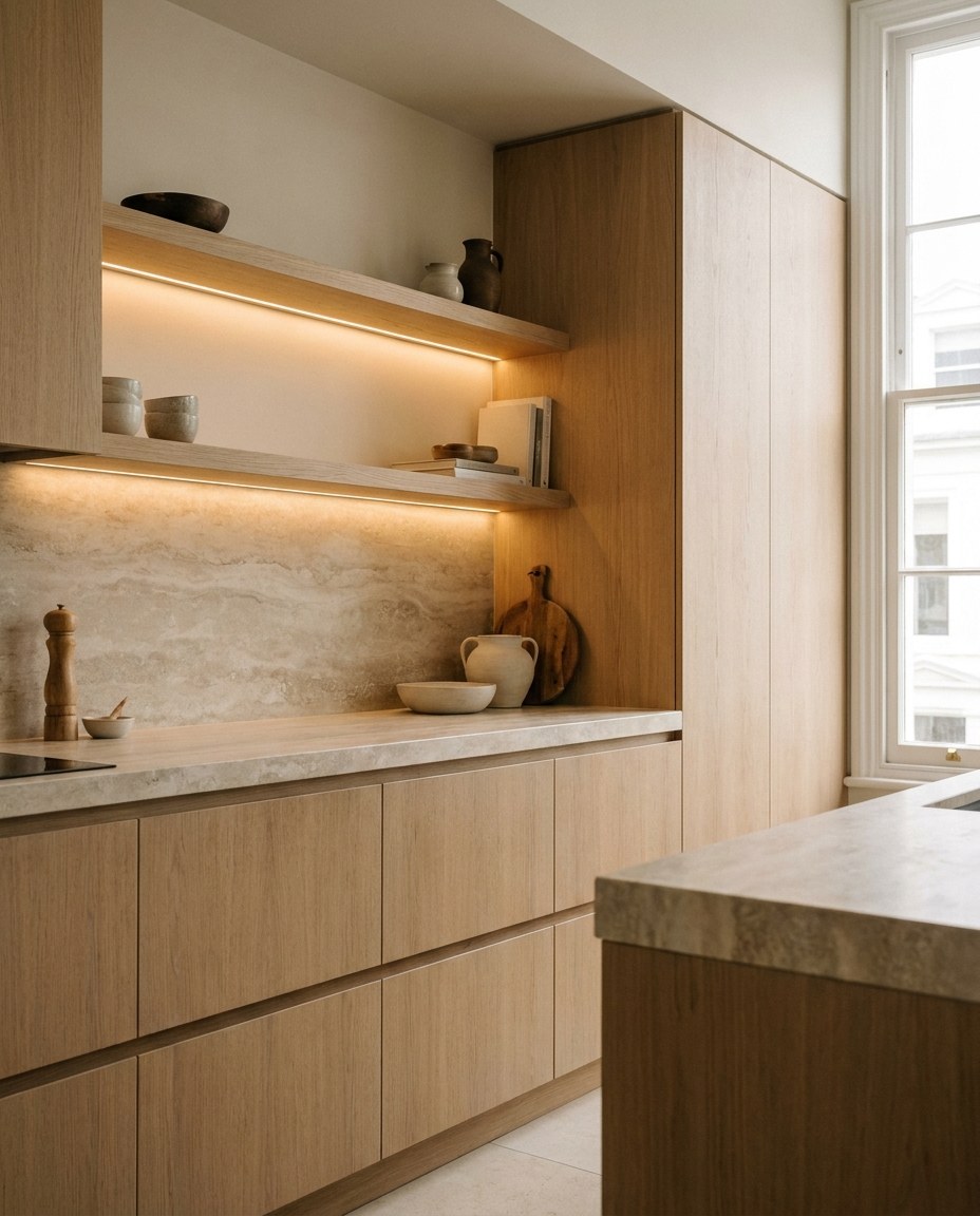 Cocina a la medida en madera de roble fabricada por Encanto